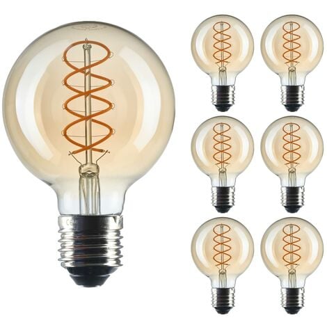 CROWN LED 6x Edison Bulbs E27, 4W, 240 Lumen - Smoky - 6 Stück (1er Pack)