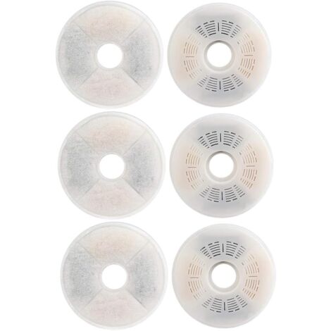 6X Filtre Fontaine Eau Chat Rond Résine Charbon Actif 4 Couches Filtration Mousse Chien Animal Universel, 136mm
