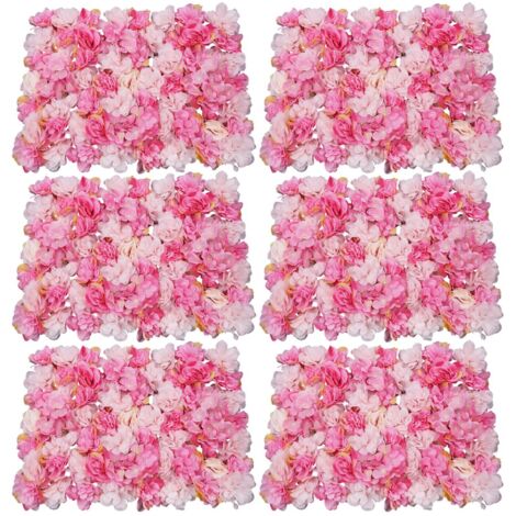 6x Fleur de Rose Artificielle murale Hortensia Panel Bouquet Mariage Fête Décoration Maison