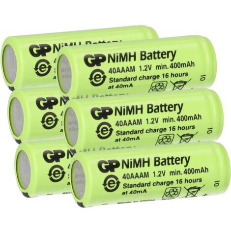 6x GP Akku 2/3 AAA 1,2V / 400mAh GP40AAAM Micro NiMH Akku Höhe 29,7mm