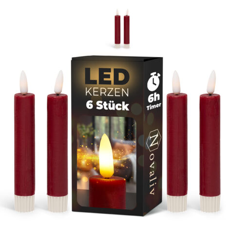 6x Novaliv LED Kerze Echtwachskerzen