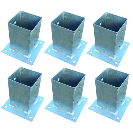 6x Pfostenträger für Zaunpfosten 9x9cm zum Aufschrauben verzinkt Aufschraubhülse