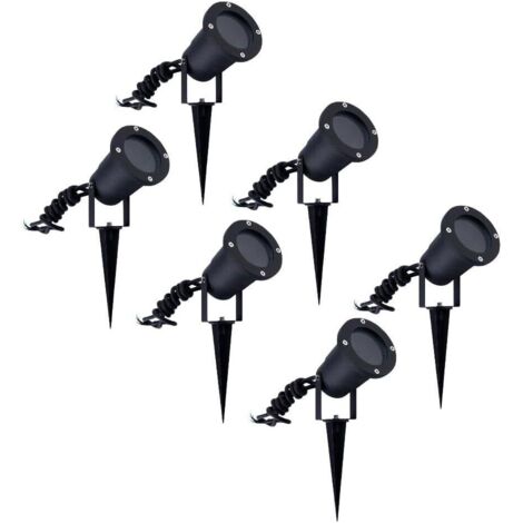 6X Spot à piquer, Aluminium, IP65, Support GU10, Câble 1M, Orientation 270°, Jardin