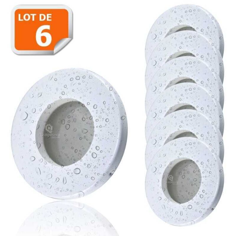 Lampesecoenergie - 6 Spots led Encastrables Blanc Etanche IP44 Pour Salle de Bain Blanc Chaud