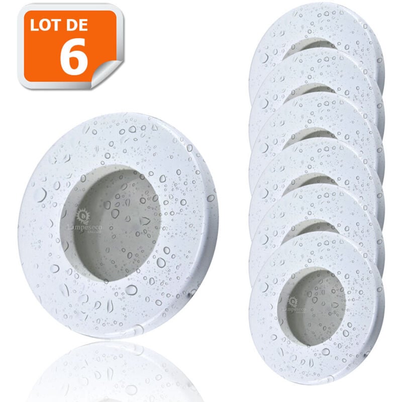 Lampesecoenergie - 6 Spots led Encastrables Blanc Etanche IP44 Pour Salle de Bain Blanc Neutre