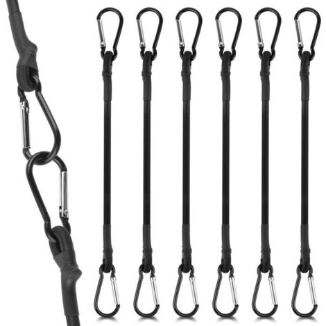 6X Tendeurs Élastiques avec Mousqueton 30CM, Corde Élastique à Crochets pour Attache Bâche, Voile d'Ombrage en Latex
