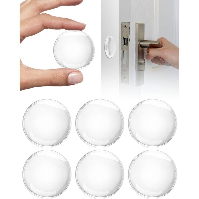 6x Transparent Doorstop, Round Protective Cushion, Door Buffer, Adhesive, Door Damper