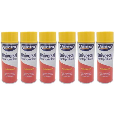 6x Vectra® Universal Sprühlack rapsgelb glänzend Lackspray 400ml Farbspray