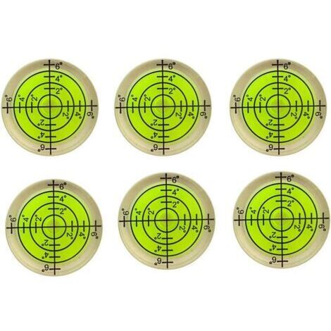 6x Wasserwaage, runde Bullseye-Wasserwaage 32x7mm für Stativ, Phonograph, Plattenspieler – gelb fluoreszierend