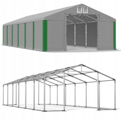 6x12 72m² tente-hangar de stockage, H. 3,09 m, porte 3,04x2,45m toile PVC 530 g-m²