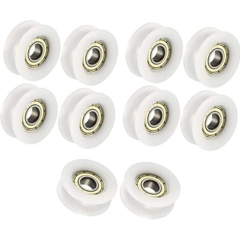 6x24x9mm Blanc U Shape Groove Guide Poulie Roulement À Billes Pour Meubles Poulie Pack De 10