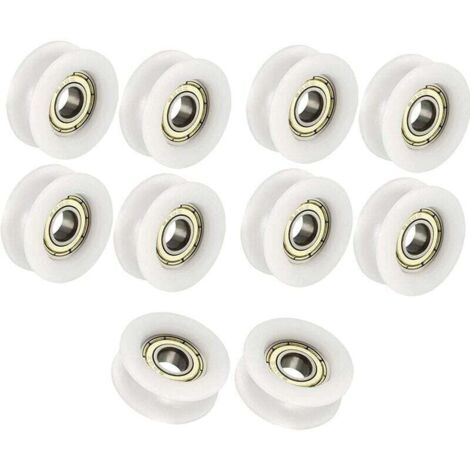 6x24x9mm Weiße U-förmige Kugellager-Führungsrolle für Möbelrollen, 10er-Packung