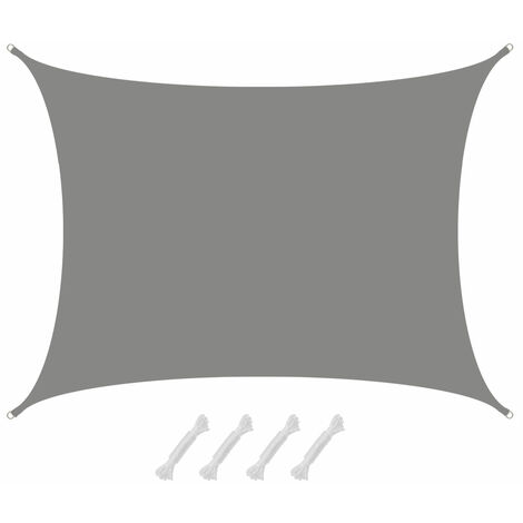 6x5 Voile d'Ombrage Etanche Toile Ombrage Rectangulaire Voile Rectangle Ombrage - grau