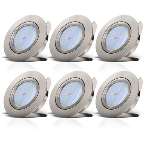 6x5,5W LED Focos empotrables extraplano Ø82mm GU10 blanco cálido 3000K, Downlight IP23