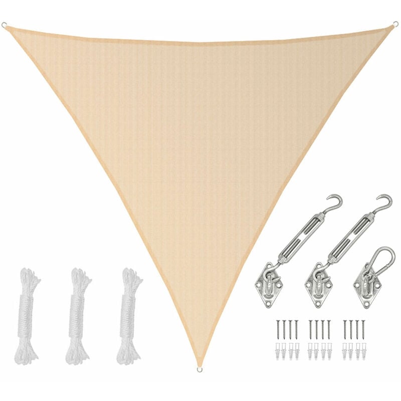 6x6x6 Voile d'Ombrage Triangulaire Respirante - Toile de Jardin uv avec Fixation