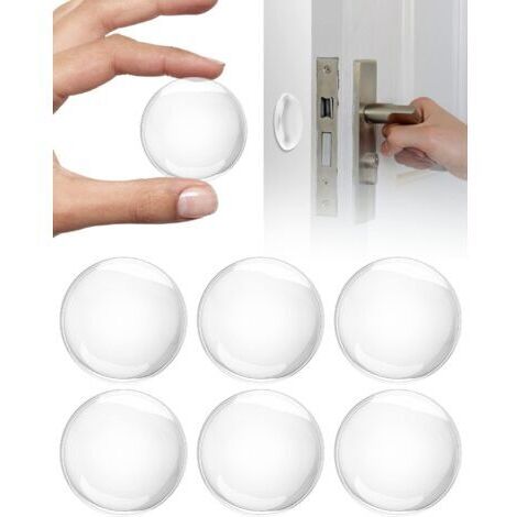 6xButée de Porte Transparent, Coussin de Protection Ronde, Tampon Porte, Adhesive, Amortisseur de Porte