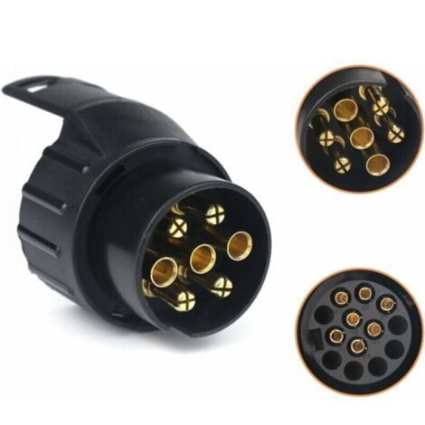 7/13 Adaptateur Prise Remorque 7 vers 13 Broches Connecteur Fiche Attelage 7 Pole a 13 Pin pour Remorque de Voiture, Tracteur, Caravane, Porte-vélo