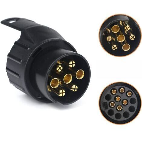 7/13 Adaptateur Prise Remorque 7 vers 13 Broches Connecteur Fiche Attelage 7 Pole a 13 Pin pour Remorque de Voiture, Tracteur, Caravane, Porte-vélo