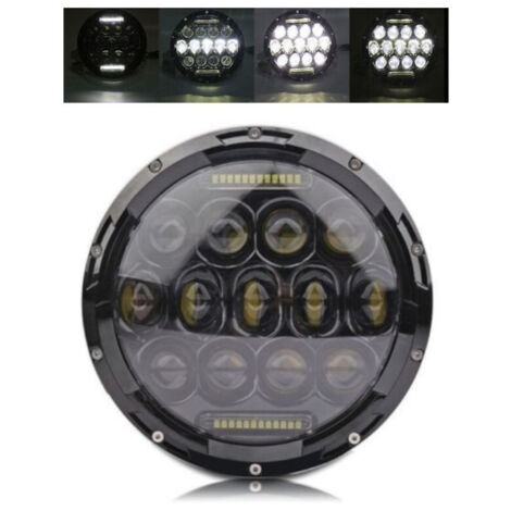 Универсален 7 инча 18см ЛЕД LED фар лампа халоген 12V-24V къси/дълги с DRL дневни светлини бяло 4000lm за АТВ джип мотоц