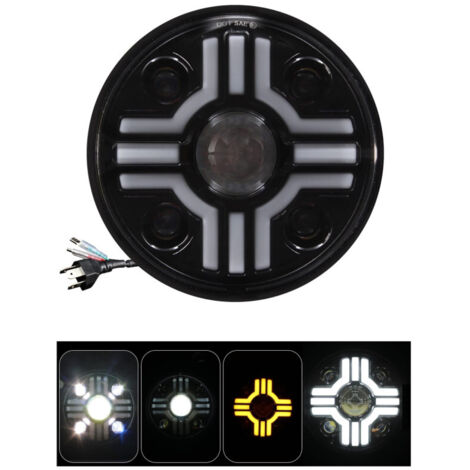 Универсален 7 инча 18см ЛЕД LED фар лампа халоген 12V-24V къси/дълги с DRL дневни светлини мигач бяло-жълто за АТВ джип
