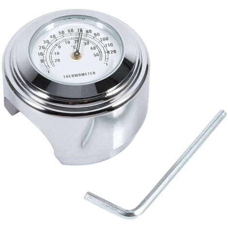 7/8" 1" Motorcycle Handlebar Mount Thermometer Waterproof Temp Dial Gauge White