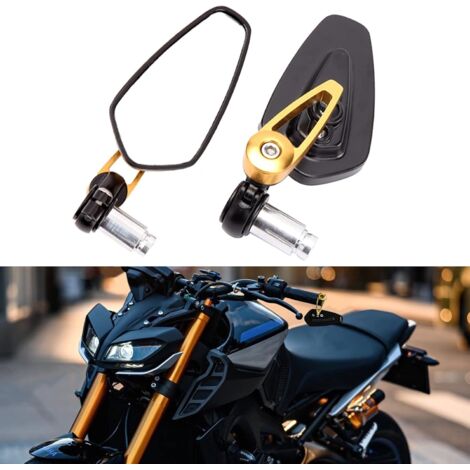 7/8" (22 mm) Lenkerendenspiegel für Motorräder, Ersatz-Rückspiegel für Z1000, ER6N, ER6F, MT01, MT03, FZ6, GSF1250, GSF600, Monster, M696, Gold