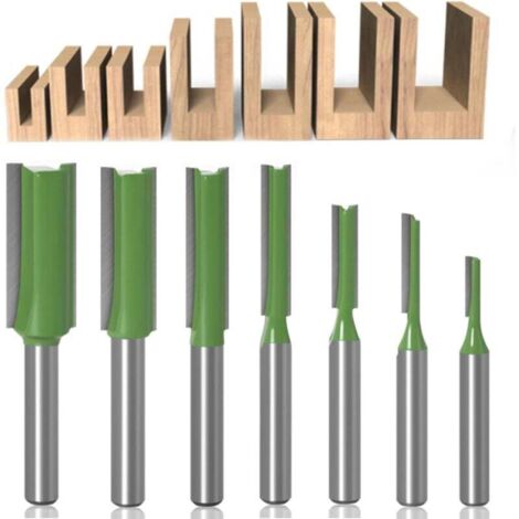 7 brocas de fresado rectas de flauta simple y doble para carpintería, broca de fresado de 6 mm, herramienta de carpintería de carburo de tungsteno.