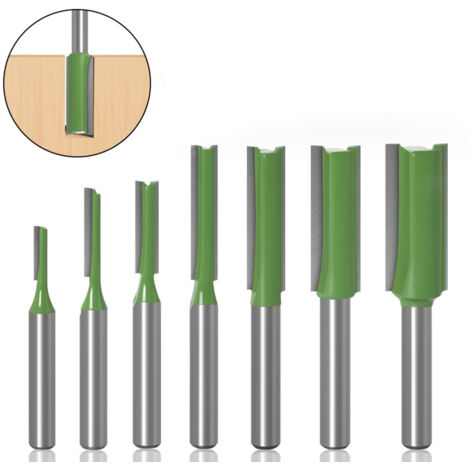7 brocas fresadoras rectas con vástago de 6 mm, fresa de corte recta para madera, herramienta de carpintería de carburo de tungsteno, broca fresadora recta de una sola flauta doble para madera, 3 mm, 