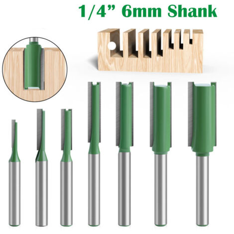 7 brocas rectas para fresadora con vástago de 6 mm, brocas rectas para fresadora, herramienta para carpintería de carburo de tungsteno, broca recta de una sola flauta y doble flauta para madera