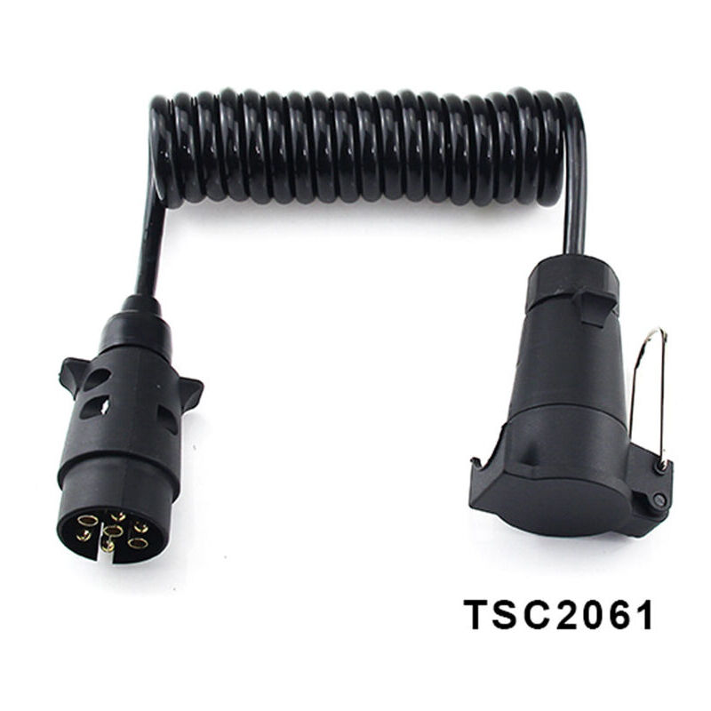 Start - 7 broches prise de remorque cordon à ressort remorque camion panneau lumineux câble d'extension TSC2061 noir