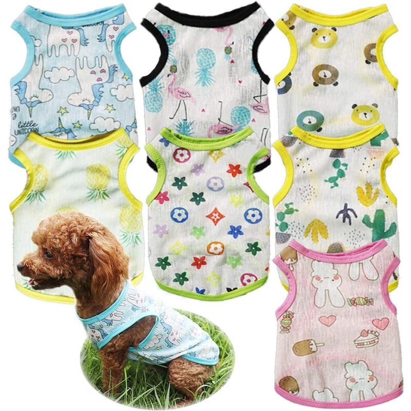 

7 Camisas para perros con lindo estampado de cachorros Camisetas Perros de verano Sudaderas transpirables Chalecos suaves de verano Ropa de playa de