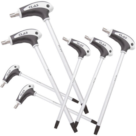7 clés en T Torx T10-T40 SVCM et poignée bi-matière PP+TP - OS 2199 - CLAS Equipements