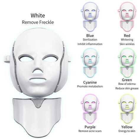 7 couleurs beauté thérapie photon LED masque facial lumière soins de la peau rajeunissement rides élimination de l'acné visage cou