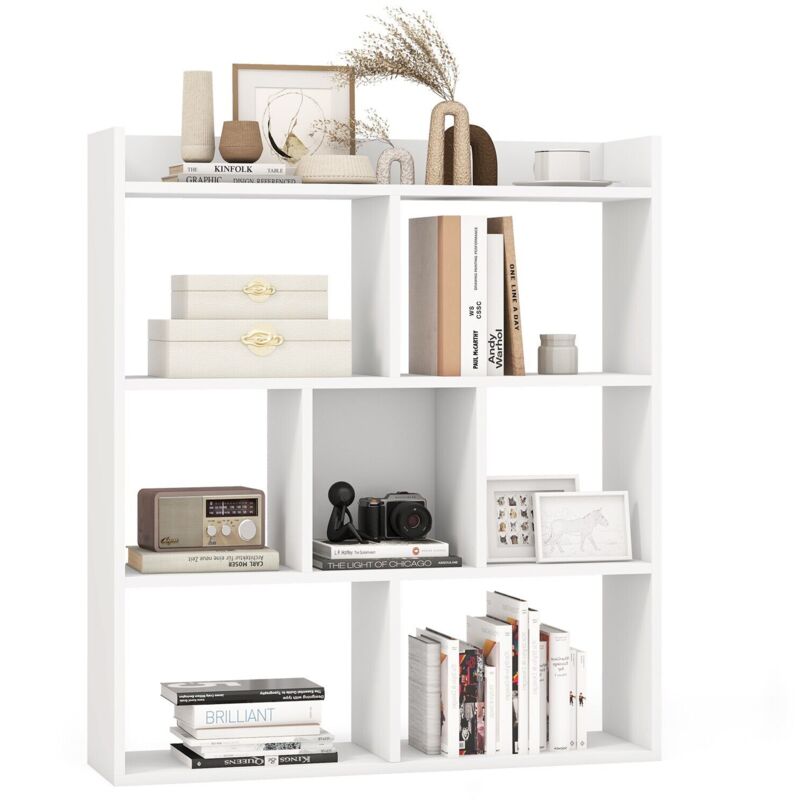 7 Cubes Open-Back Bookshelf Home Storage Display Shelf Wooden Bookcase