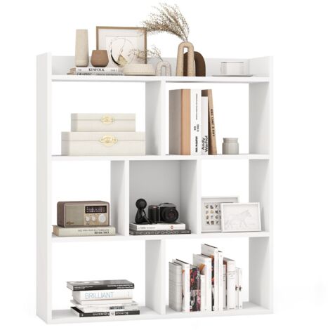 7 Cubes Open-back Bookshelf Home Storage Display Shelf Wooden Bookcase