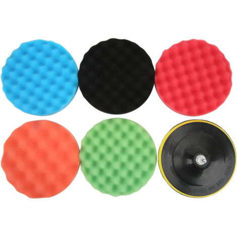 7 Disques de Polissage 7 Pouces pour Voiture, Lustrage et Cire avec Adaptateur pour Perceuse