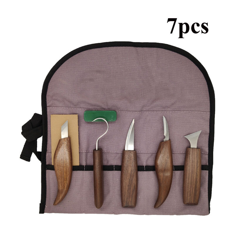 Linghhang - 7 en 1 Ensemble de Couteaux pour Le Travail du Bois sculpté à la Main modèle Outil Bricolage Bois Sculpture cuillère Couteau à découper