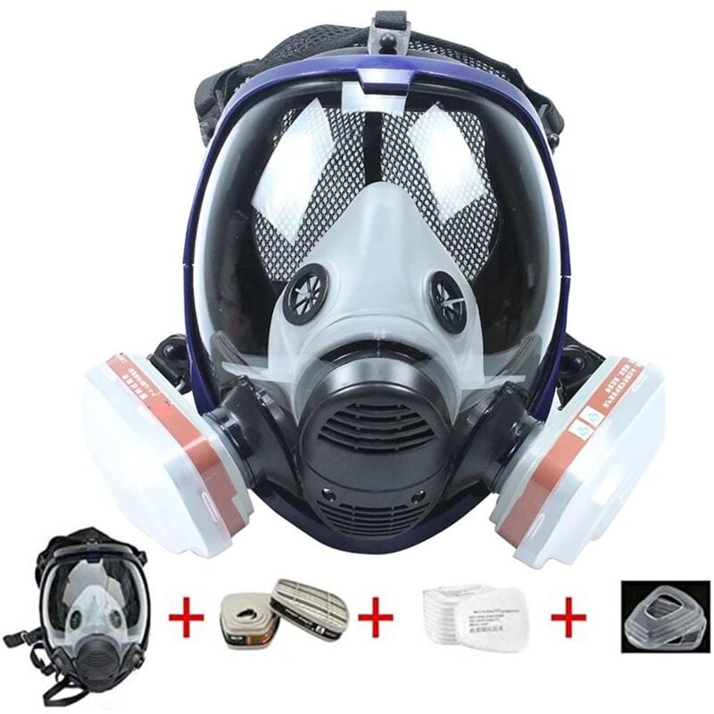 7 en 1 Masque de protection Respirateur facial, large champ de vision Respirateur léger pour visage complet Peinture Pulvérisation Décoration Travail