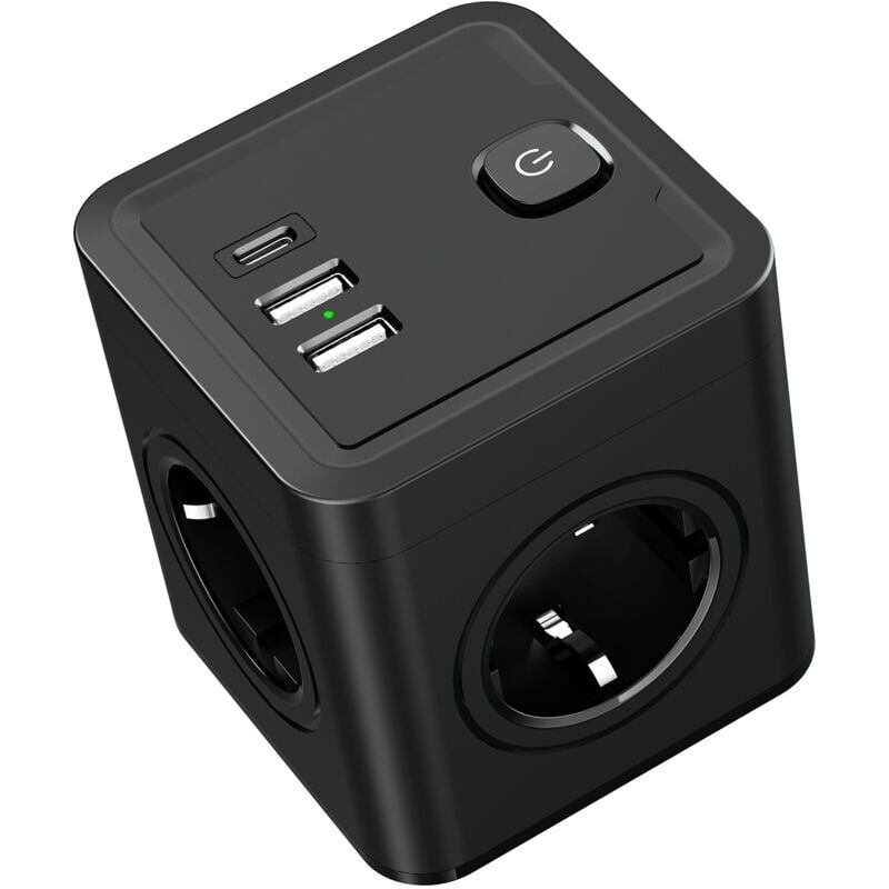 7 en 1 Multiprise Murale usb, Multiprise 4 Prises 1 Port usb-c et 2 Port usb, Prise Multiple usb 4000W pour Bureau, Maison