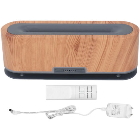 7-farbiger Flammendiffusor mit Luftbefeuchter, Holzdesign für Schlafzimmer oder Büro, EU-Stecker 100–240 V