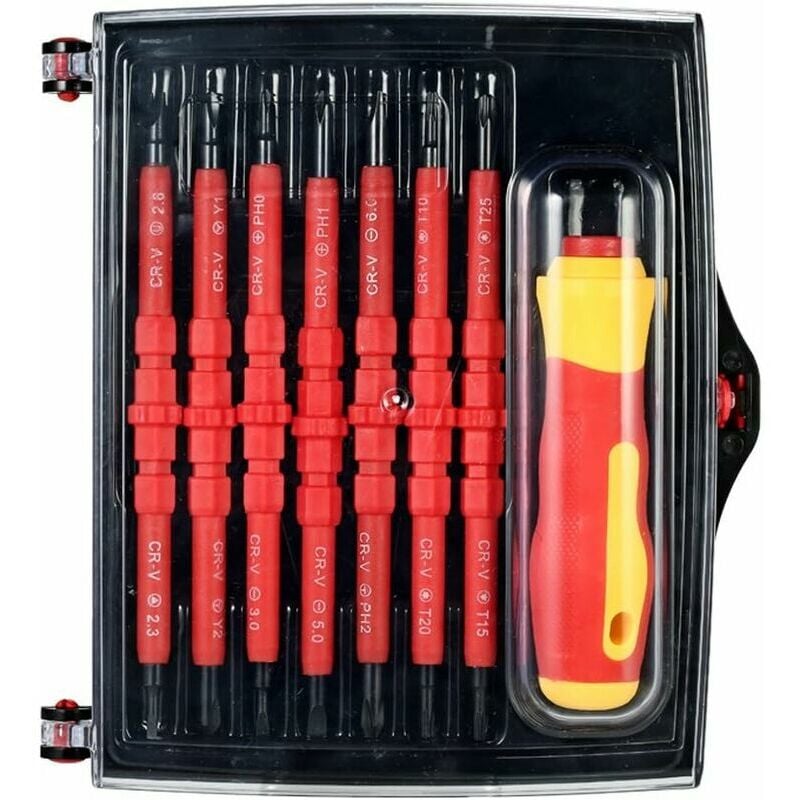 7 in 1 1000V Interchangeable Insulating Screwdrivers Set with Magnetic Phillips and Slotted Bits Electrician Repair Tool Kit-B