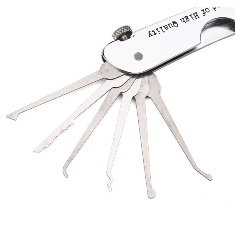 7-in-1 Folding Lock Picking Kit, Stainless Steel with Key, Compact Training Kit for Beginners and Professionals