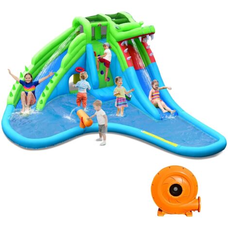 7-In-1 Inflatable Water Slide Jumping Bouncy Castle House with 780W Air Blower