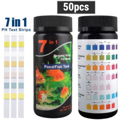 COOCHEER 7 in 1 PH Test for Aquarium Water Tropical Fish Tank Pond Water Test Strips 50pcs