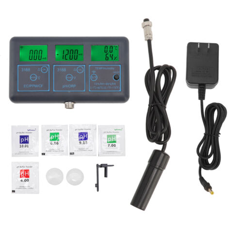 7-in-1 Smart-WLAN-Wasserqualitätsmonitor, misst EC, pH und ORP für Aquarien, kompatibel mit der Tuya-App, 110-V-US-Stecker