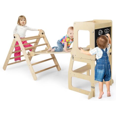 7-in-1 Toddler Climbing Toy Set Folding Climber w/ Reversible Ramp & Convertible Step Stool