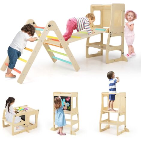 7-in-1 Toddler Climbing Toy Set Folding Climber w/ Reversible Ramp & Convertible Step Stool