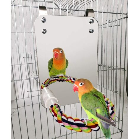 7 inch bird mirror with rope perch parrot mirror cage bird toy swing parrot cage toy parakeet parrot parrot parrot bird canary a