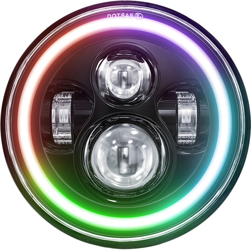 Lifcausal - Phare led rond de 7 pouces avec faisceau haut/bas et drl, éclairage d'angle coloré pour voitures et motos, 1 paquet