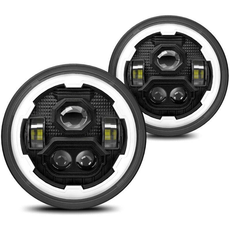 Phare LED rond de 7 pouces avec faisceau haut/bas, DRL et clignotant ambre pour voitures et motos, étanche IP67, lot de 2